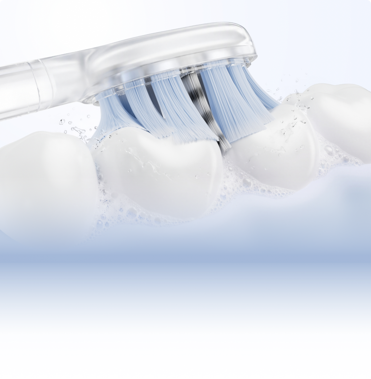 Wave Lite bristles cleaning between teeth