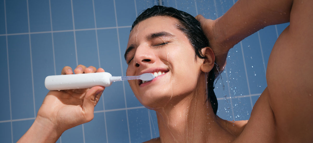 Wave Lite toothbrush used in the shower
